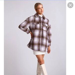 Avec Les Filles Plaid Shirt Jacket